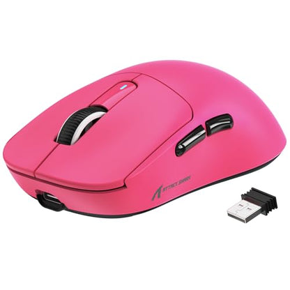 ATTACK SHARK X3 Wireless Gaming Mouse, 49g Ergonomic Computer Mouse, Triple Modes PAW3395 26K DPI Optical Sensor, 200h Battery Life, Programmable Buttons, Gaming Accessories for PC/Laptop/Mac (Berry) - color: Berry