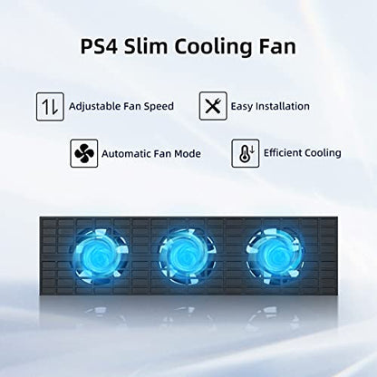 Mcbazel Dobe Intelligent External Auto Temperature Control 3-Fan Cooling Fan Cooler for PS4 Slim Gaming Console (NOT for PS4 or PS4 Pro)