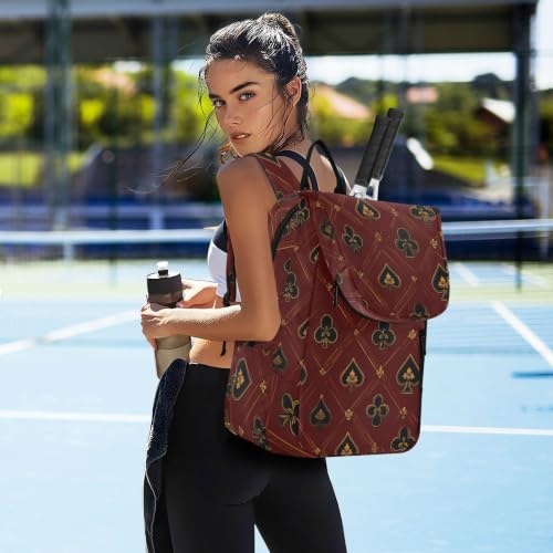 Tennis Racket Ball Backpack Gothic Style Burgundy Board Games 2 Rackets Tennis Racket Cover Bag with Protective Pad