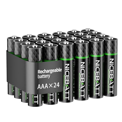 NICEBATT Rechargeable AAA Batteries 1100mAh, Premium NiMH Triple A Battery Low Self Discharge -24 Count - size: 24 Count