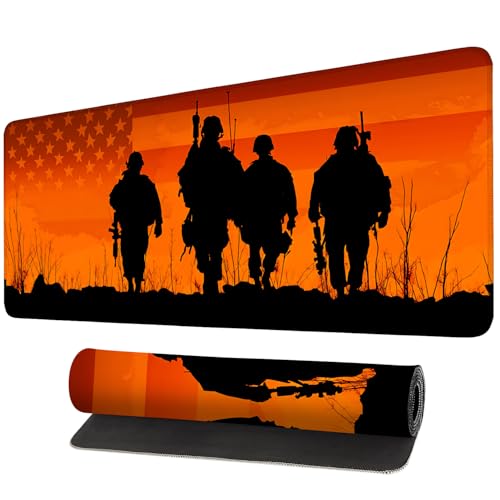 Mouse Pad, Large Anti-Slip with Stitched Edges Desk Mat Desktop Laptop Computer Desk Keyboard Mat,Table Protector Blotter Mat (Soldier, 35.4" x 15.7") - color: Soldier, size: 35.4" x 15.7"