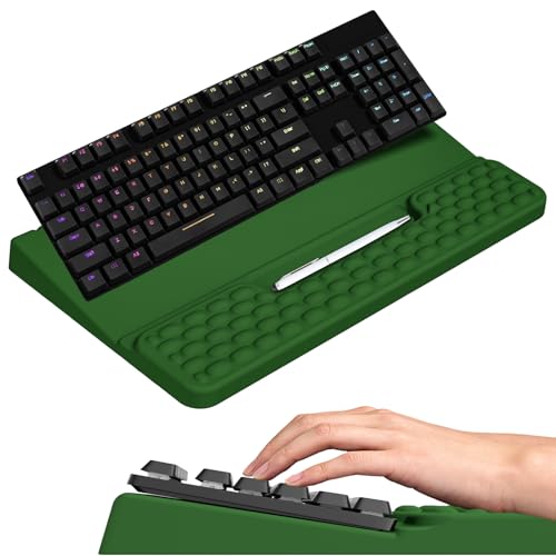 Ergonomic Keyboard Stand with Soft Memory Foam Wrist Rest for Office | Computer Keyboard Pad with Wrist Support,Keyboard Riser Holder Lift Tray,Desk Wrist Pad for Home, School - Green - color: Green