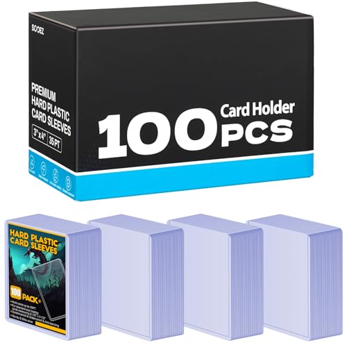 Sooez 100 Card Sleeve Hard Plastic Card Holder for Baseball Card 3"x4" 35PT | for Trading Card, Rigid Card Protector, Penny Sleeves for Collectible Game Cards, Premium Standard Size Sports Football Cards - size: 100 Hard Sleeves