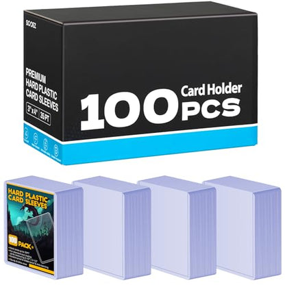 Sooez 100 Card Sleeve Hard Plastic Card Holder for Baseball Card 3"x4" 35PT | for Trading Card, Rigid Card Protector, Penny Sleeves for Collectible Game Cards, Premium Standard Size Sports Football Cards - size: 100 Hard Sleeves