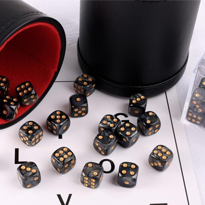 36 Pieces 12mm 6 Sided Mini Dice Set,Pearl Pattern D6 Game Dice Set,6 Sided Standard Game Dice for Board Games Dice Games Classroom Teaching Dices Game, with Portable Gaming Box(Black) - color: D6-black Pearl