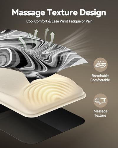 Ergonomic Mouse Pad with Wrist Rest, Mousepad with Wrist Support with Built-in Memory Foam and Ergonomic Slope Design Relieves Carpal Tunnel Syndrome Pain，Desk Computer Office Gaming Mouse Pads - color: Texture