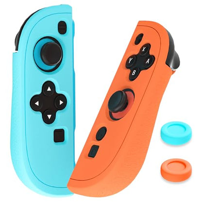 FUNDIARY Replacement for Nintendo Switch 2 Controller, Switch Wireless Controllers Compatible with Switch 2, Anti-Slip Soft Silicone Protective Cover with 2 Thumb Caps, Blue+Orange - color: Blue and Orange