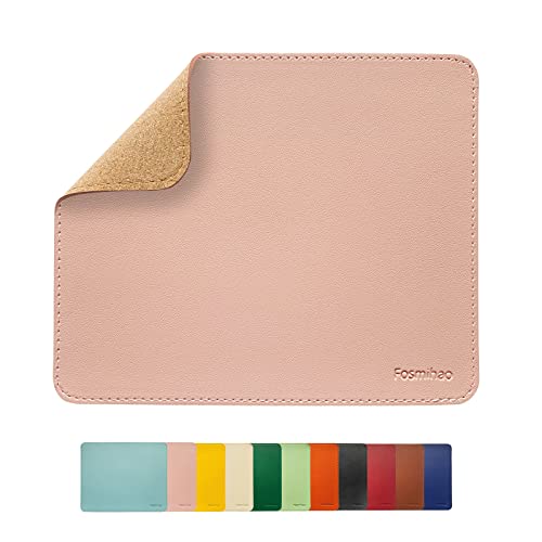 Leather Mouse Pad - Wood Mouse Pad, Double Side Mouse Pad with Stitched Edge, Waterproof Ultra Thin Mouse Pad for Computers, Laptop, Office & Home, 10.2 x 8.3 Inch, 1 Pack (Pink) - color: Pink