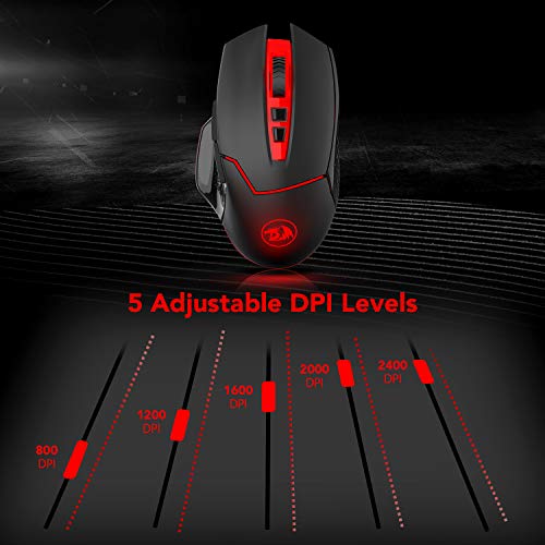 Redragon M690-1 Wireless Optical Gaming Mouse 2400 DPI Remapping Keys | Cable-Free 0 Delay, Smooth Precise Tracking, Ergonomic Grip Body Comfort - style: M690-1