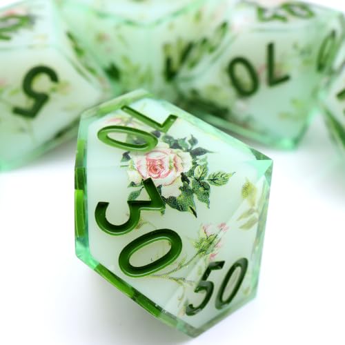 XENOLUX Polyhedral Resin DND Dice Set Botanical Vines Sharp Edge RPG Dice for Dungeons and Dragons Tabletop Board Games (L7) - color: L7