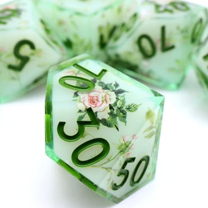 XENOLUX Polyhedral Resin DND Dice Set Botanical Vines Sharp Edge RPG Dice for Dungeons and Dragons Tabletop Board Games (L7) - color: L7