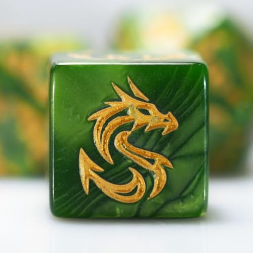 generic dice Set for Dungeon and Dragons D&D MTG 7-Die RPG Polyhedral Dice ，D20 D12 D10 D8 D6 D4 D%(Green), Greener - color: Greener