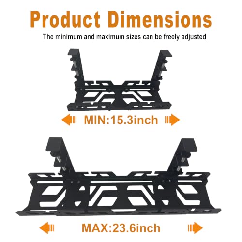Under Desk Cable Management Tray 15.3-23.6 Inches Bidirectional Extendable Metal Cable Organizer with Clamp Mount, No Drill Wire Management System for Home Office & Gaming Desk(Black) - color: black