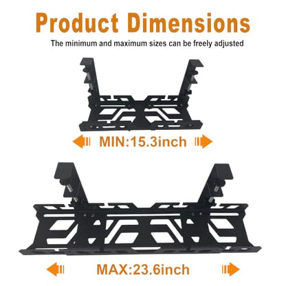 Under Desk Cable Management Tray 15.3-23.6 Inches Bidirectional Extendable Metal Cable Organizer with Clamp Mount, No Drill Wire Management System for Home Office & Gaming Desk(Black) - color: black