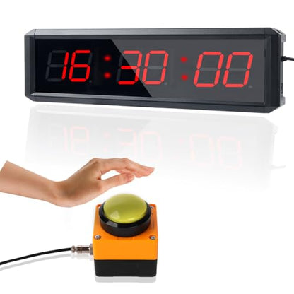Fitness Timer with Stopwatch Button, Suitable for School/exam/Home Exercise/Gym/Gym SMAHEAT Electronic Fitness Timer (1.5 inch six-Digit All-red) - color: 1.5 Inch Six-digit All-red