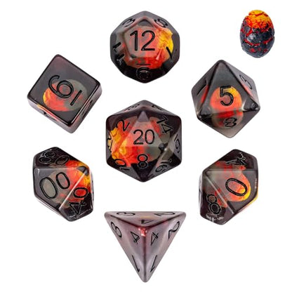 UDIXI 7PCS DND Dice Set Dragon Egg Polyhedral Dice Set for Tabletop Games | Velvet Storage Bag, DM Gift, for Dungeons and Dragons Role Playing Games Board Games - color: Dragon Egg