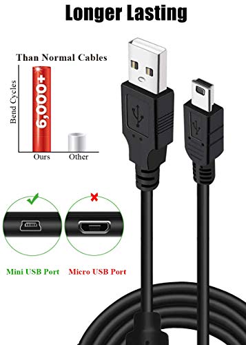 2 Pack 10ft PS3 Controller Charger Cable - Fast Mini USB Data Charging Cord for PS Move PlayStation 3 Wireless Controller, TI84 Plus CE, Digital Camera