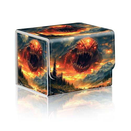 Trading Card Storage Box, Holds 100+ for MTG Cards, Premium PU Leather with Magnetic Closure, Giant Monster Head In Heavens Durable Deck Box for Magic the Gathering, Trading Card Games - color: Giant Monster Head In Heavens