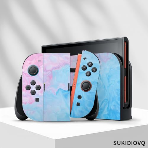 for Nintendo Switch 2 Skin Wrap Cover Decal Sticker Wrap Vinyl Mixed-Color Pattern (Blue-Pink) - color: Blue-Pink