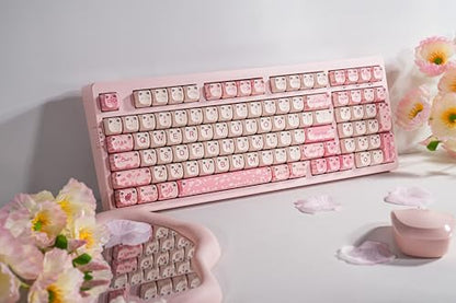 ZORNHER ZH980 Cat Mechanical Keyboard,95% Pink Creamy Keyboard with Number Pad,Cute Kawaii Mao Glowing Kitty Ear Keycaps,Creamy Sounding Linear Switches,Hot-Swappable,RGB Backlit - color: Sakura Paws, size: Creamy Switch