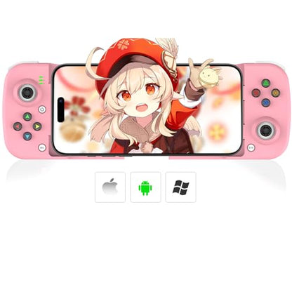 Megadream Mobile Game Controller Gamepad for iPhone iOS Android PC: Works with iPhone 17/16/15/14/13/12/11/X, iPad, Samsung Galaxy, TCL, Tablet, Call of Duty, Roblox - Directly Play (Pink) - color: Pink