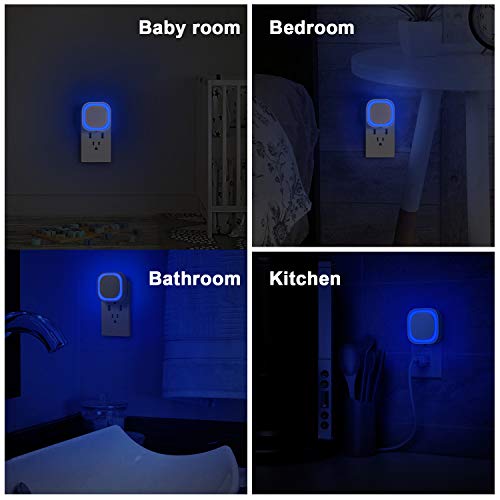 2 Pack Plug in Dimmable Night Light, Blue Nightlight, Auto Dusk to Dawn Sensor, LED Night Light, Soft Glow, Diffused Light for Bathroom, Hallway, Stairs, Kitchen, Bedroom | Auto Dusk to Dawn, Dimmable Reflected Light, Auto ON/OFF Eye-Care Plug in LED Nigh