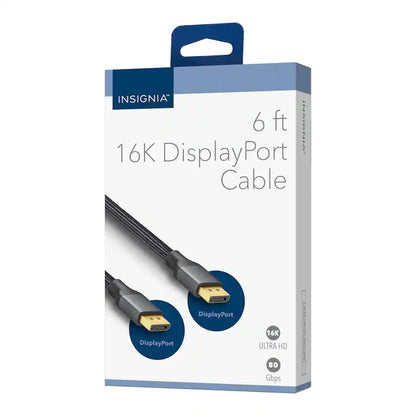 INSIGNIA Universal Video & Audio Cables and Adapters – HDMI, DisplayPort, USB-C, Mini HDMI, Mini DisplayPort & RCA Converter, 4K/8K High-Speed for TV (16K Displayport Cable, 6 ft) - size: 6 ft, style: 16K Displayport Cable