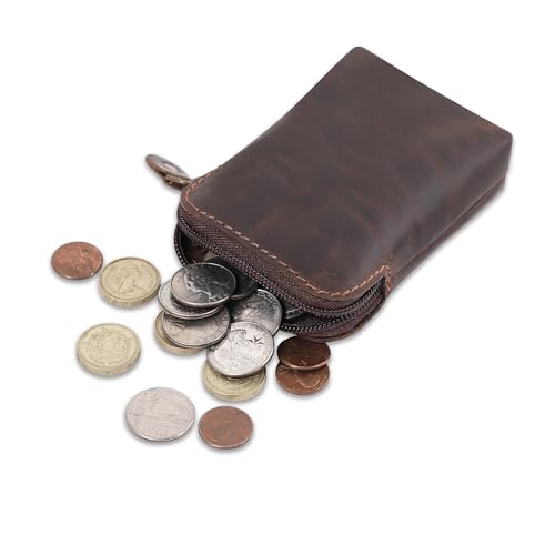 Full-Grain Leather Playing Card Case, Brown | Zippered, For Poker & Bridge Cards, Travel Card Organizer, Secure Multi-Purpose Wallet, Storage Pouch - color: Brown