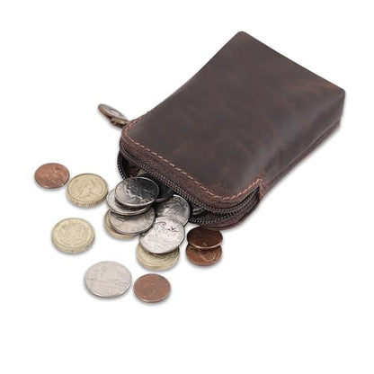 Full-Grain Leather Playing Card Case, Brown | Zippered, For Poker & Bridge Cards, Travel Card Organizer, Secure Multi-Purpose Wallet, Storage Pouch - color: Brown