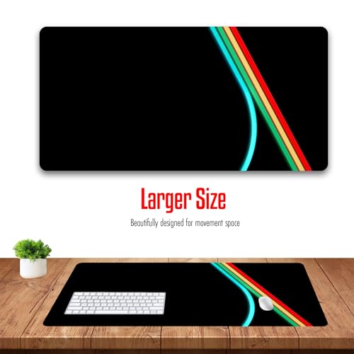 VNDL ARC Neon Gaming Mouse Pad XXL Extra Large Extended Non Slip - XL Mouse Mat, Black, Red, Green, Blue Microfiber Cloth, Rubber, 31.5 x 15.7 in - color: ar1