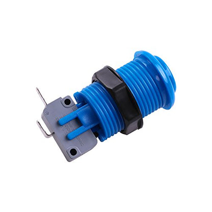 6 Piece HAPP Type Standard Arcade Push Button with Microswitch for Mame/Jamma/Arcade Video Games - 30MM Arcade Buttons (Blue)