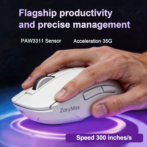 NEO V2 Tri-Mode Wireless Gaming Mouse, 55g Ultra-Lightweight, PAW3311 Sensor 12000 DPI, Bluetooth 5.0 2.4G USB-C Wired, RGB Backlit, 6 Buttons, 400mAh Rechargeable Ergonomic Mouse for PC Mac (White) - color: White