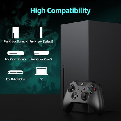Kamylorus Wired Controller for X-BOX/PC, Hall Effect Gaming Controller with Turbo, 3.5mm Headphone Jack/Dual Vibration, Compatible with X-BOX One/S/X, X-BOX Series S/X, PC, IOS, Android Platforms(Black, 7.2ft) - color: Black