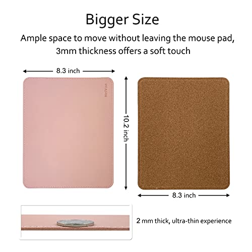 MelVan PU Leather Mouse Pad with Stitched Edge, Wood Mousepad, Waterproof Gaming Mouse Pad Mat for Computers, Laptop, Office & Home, 10.2" x 8.3", 1 Pack (Pink) - color: Pink