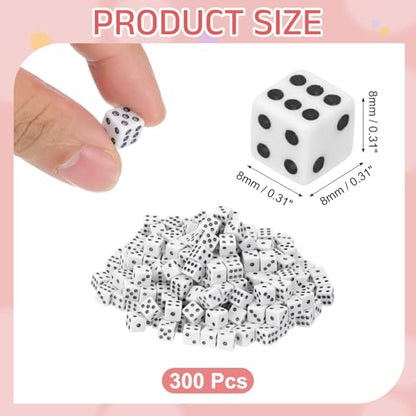 uxcell 300Pcs Mini Dice, 8mm/0.31" Acrylic Tiny Six Side Game Dot Square Dice Bulk for Table Board Game Party Activities, White/Black - color: White/Black, size: 8mm/0.31"