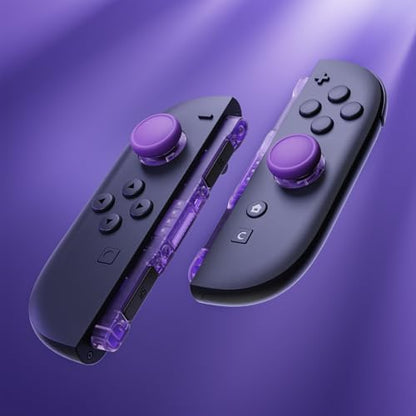 eXtremeRate Replacement 3D Joystick & Thumb Grips & Side Rail Shell Buttons for Nintendo Switch 2 JoyCon, Console Rail Stickers Left Right Analog Thumbsticks Caps for Switch 2 - Clear Atomic Purple - color: Clear Atomic Purple