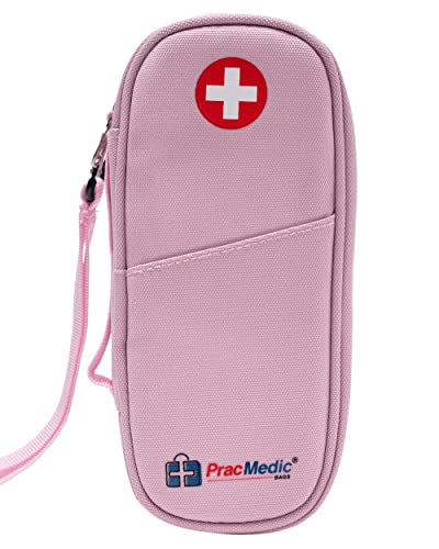 PracMedic Bags Epi Pens Carrying Case- Insulated Epipen Carry Case (Pink) | Holds 2 Epi Pens, Auvi-Q or Neffy, Inhaler & Antihistamine. Medical Case for Allergy, Asthma & Diabetes Medicines - color: Quartz Pink
