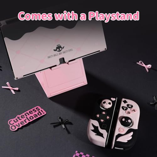 GeekShare Protective Case for Switch OLED Model,Anti-Scratch Slim Cover Case Compatible with Switch OLED Separable Soft Silicone Shell with 2 Thumb Grip Caps- Sweetheart Skull - size: for Switch OLED