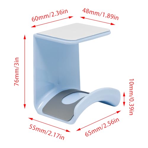 1Pcs Blue ABS Plastic Headphone Stand Hanger, Hanging Headset Holder Hook Under Desk, Adhesive Earphones Hangers for Desk Headphone Hanger, Most Headphones and Controller - color: Blue, size: Under Desk