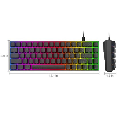 MageGee Portable 60% Mechanical Gaming Keyboard, RGB Backlit Compact 68 Keys Mini Wired Office Keyboard with Red Switches for Laptop PC Mac - Black Contour Lines - color: Black Contour Line/Red Switch