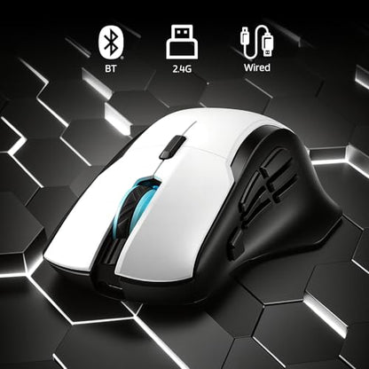 LTC MKM071 Wireless MMO Gaming Mouse with RGB Charging Dock, Tri-Mode (2.4G/Bluetooth/Wired), 12000 DPI PAW3311 Sensor, 11 Programmable Buttons, 7 Side Buttons, 1000Hz Polling Rate, Ergonomic