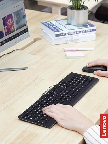 Lenovo 300 USB Combo, Full-Size Wired Keyboard & Mouse, Ergonomic, Left or Right Hand Mouse, Optical Mouse, GX30M39606, Black - style: Keyboard + Mouse