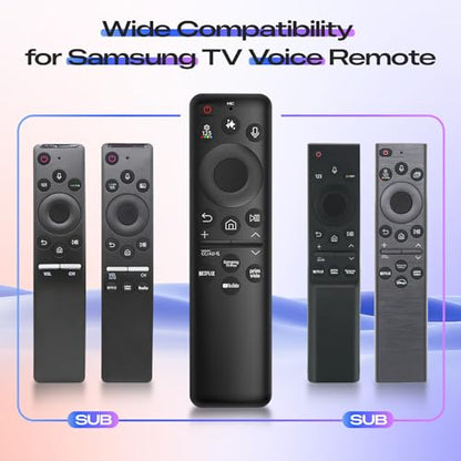 New BN59-01480A Solar Voice Remote for Samsung Smart TV, Rechargeable Replacement for 2019-2026 Samsung Remote Control, Fast Charging, Solarcell, Free USB C Cable, Voice Search, Bluetooth