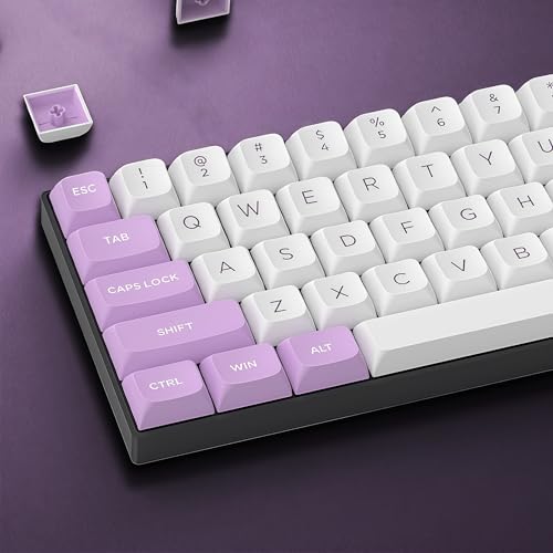 dagaladoo Double Shot PBT keycaps Set, ISA Profile Keyboard Keycaps | Retro key caps full size,Custom keycaps for 60% 65% 75% 100% Cherry-MX switch Mechanical Keyboard(White/Purple,169-keys) - color: White/Purple