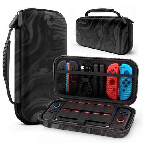 homicozy Carrying Case for Nintendo Switch 2 (2025),Hard Shell Protective Travel Case with 10 Game Cartridges Storage & Accessories Holders,Portable Shockproof Pouch for Console,Black - color: for Switch 2 - Black