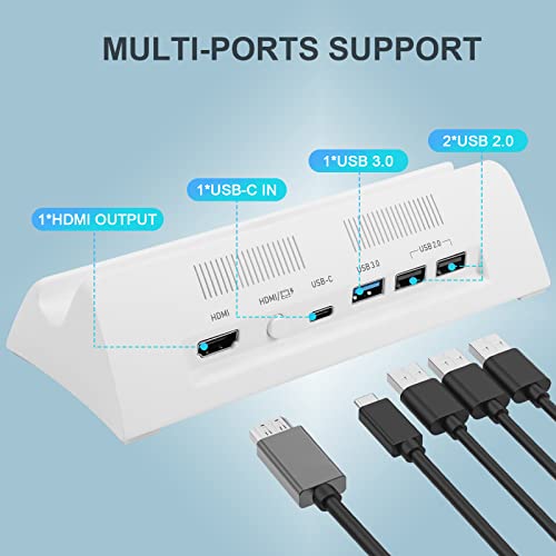 KEKUCULL TV Docking Station for Switch,Docking Station with 4K 1080P HD Adapter and USB 3.0 Port,Replacement for Official Switch Dock(White)