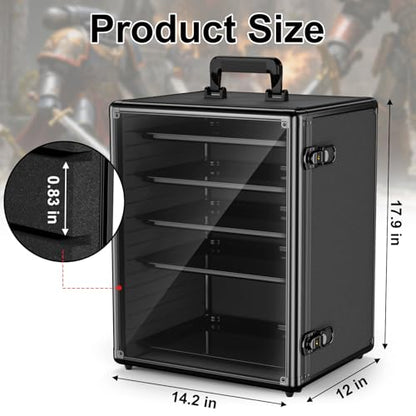 Vitula Miniatures Carrying Case, Large Capacity Miniature Storage Display Cases for Collectibles, with 5 Trays, Portable Figure Display Case for Miniature Storage & Carrying (L)