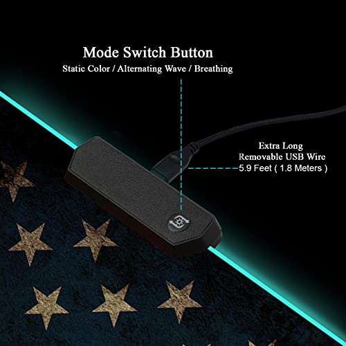 Meffort Inc RGB Gaming Mouse Pad - Large LED Gaming Mouse Mat with Custom Design Stitched Edges (23.6 x 13.7 Inch, USA Flag) - color: Usa Flag, size: 23.6 x 13.7 Inch