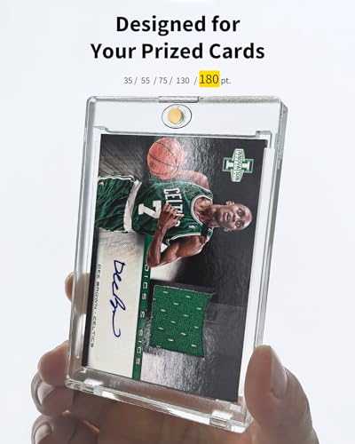 180PT Magnetic Card Holders for Trading Cards, 5 Pack UV Protection | Clear Display Cases with Magnetic Closure for Thick Sports & TCG Cards, Patch, Jersey, Relic, Memorabilia & Autograph Cards - size: 2.52 x 3.54 in 180PT Magnetic Card Holders