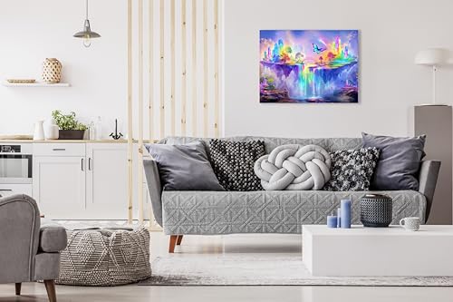 1000 Piece Jigsaw Puzzle for Adults - Fantasy Butterfly and Rainbow Crystal Waterfall - Magical Landscape - Challenging Puzzle Perfect for Game Nights. 20x27 inches - color: Rainbow Falls